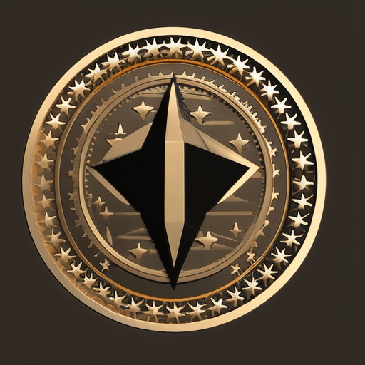 Tte of coins with ethereum symbols and the flag of a [Specific Country/Region] in the background