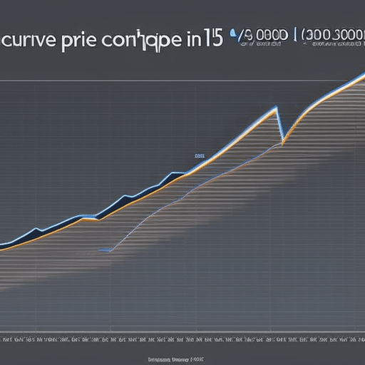 An illustration of a line graph with a rising curve that shows the increase in Ethereum price over time