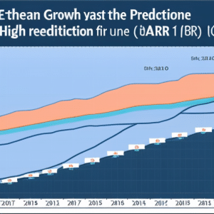 charting the growth of Ethereum over the past year, with a line of prediction extending into the future