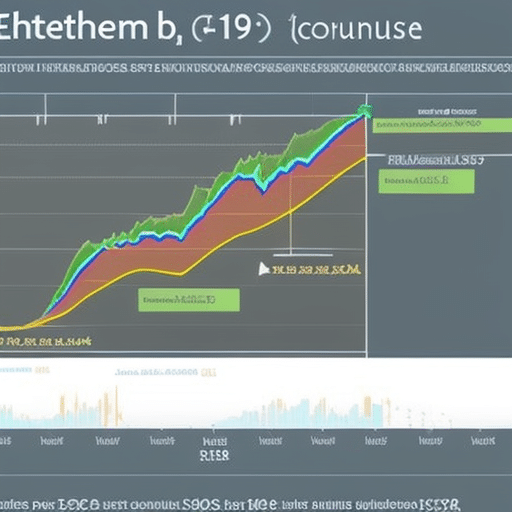 displaying the past, present, and future prices of Ethereum with a graph line that is steadily increasing