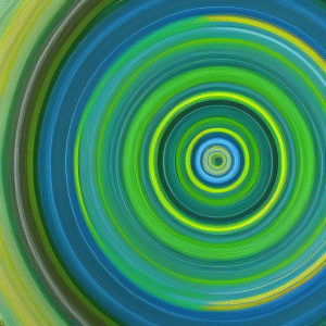 T painting with bright yellow, green, and blue hues swirling to represent the rate and market sentiment of Ethereum