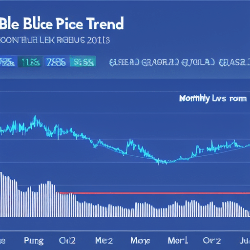 with a curved blue line, representing the 12-month price trend of Ethereum, with 12 points marking the monthly highs and lows