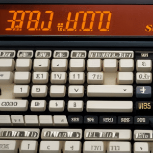 Up of a calculator with a display of 185 ETH and its USD equivalent rate