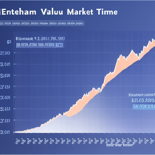 of Ethereum market value over time, with a dramatic peak and dip