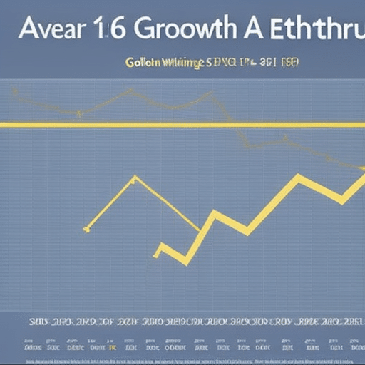 showing the year-over-year growth of Ethereum with a golden arrow pointing up