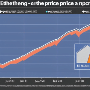 of the Ethereum price over the last 1 year with an arrow pointing to a peak in value, showing its growth in fiat