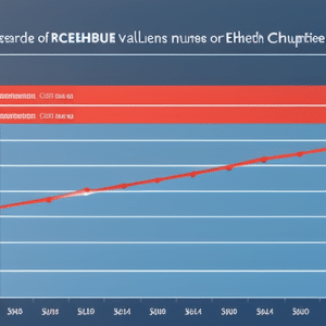 chart with two lines, one red and one blue, showing the steady growth and fluctuation of Ethereum value over time