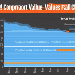 Rison chart featuring two line graphs, one in blue and one in orange, depicting the rise and fall of Ethereum value vs Bitcoin value over time