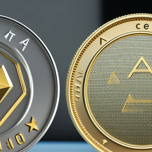 -screen image of two Ethereum coins, one in gold and one in silver, representing Ethereum Value and Ethereum 2