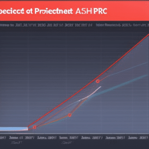 of a rising arrow with 2023 at the top, showing the predicted growth in the Ethereum price