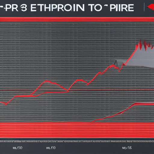 chart featuring a red line depicting the 25-day Ethereum price movement, with arrows at the beginning and end to indicate direction