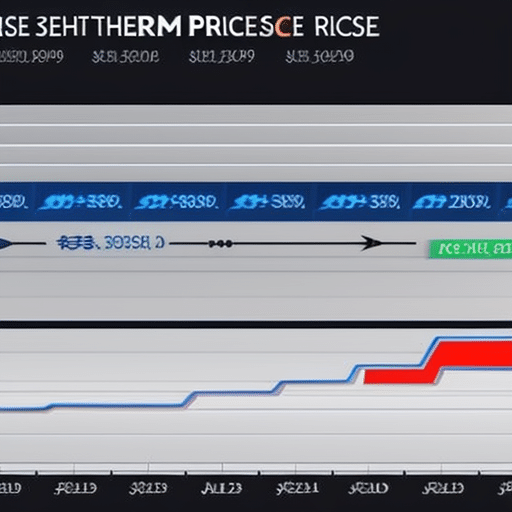 An image of a colorful 3D graph showing the rise and fall of Ethereum prices over time