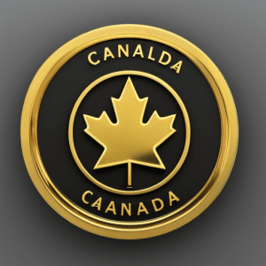 Stration of an open Canadian flag with a gold Ethereum coin in the centre