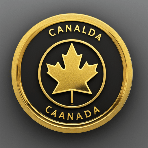 Stration of an open Canadian flag with a gold Ethereum coin in the centre