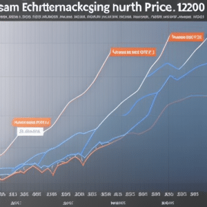 Ractive line graph with two different colors representing the Ethereum price across two Australian exchanges