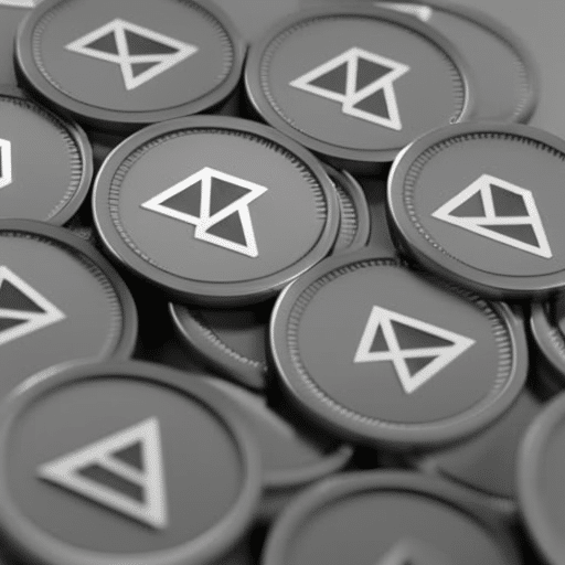 -up of a stack of coins, each with an Ethereum logo, in different shades of grey