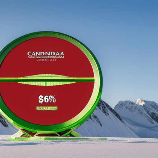 Nt red and green pie chart showing the relative proportions of Ethereum in Canadian dollars