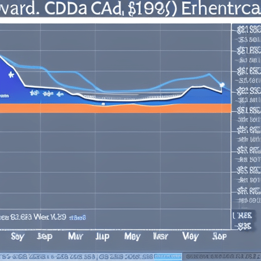 depicting the daily Ethereum CAD price movement, with a comparison of the past week and month