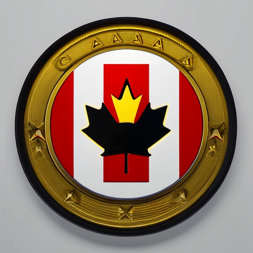 Ful circular representation of the Canadian flag with a gold, glowing Ethereum symbol in the center