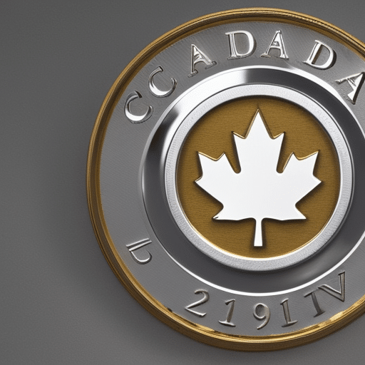 Zed Canadian maple leaf with a golden Ethereum logo in the center, surrounded by a ring of silver coins