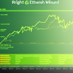 T green and yellow chart, with a notification icon hovering above it, tracking a steadily rising Ethereum line