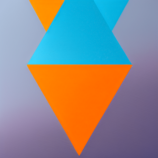 T overlapping shapes of yellow, orange, and blue, with the blue shape dominating the center, to represent the current Ethereum price trend
