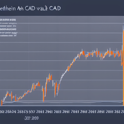 showing the Ethereum price in CAD over time, with a focus on the recent increase in value