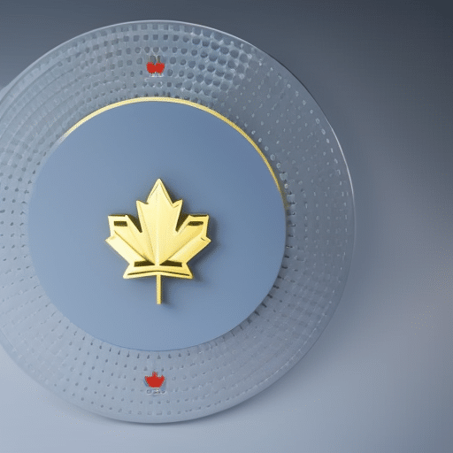 Stration of the Canadian flag, with a background of a rising Ethereum graph and a golden bull figurine perched atop