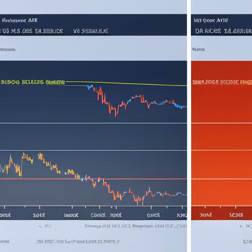 By-side comparison of Ethereum price charts over the past year, showing highs and lows