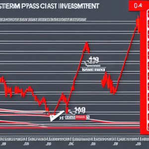 Ate a graph showing the price of Ethereum over the past year with a red arrow pointing up to indicate a potential for investment