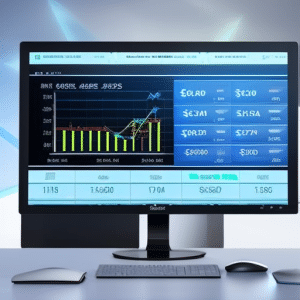 Ter monitor showing a graph of Ethereum prices with the mouse hovering over it, highlighting current trends