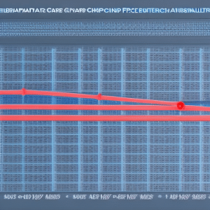 Ate a graph with a blue line to represent Ethereum prices over time, and a red line to represent the prices of a similar cryptocurrency