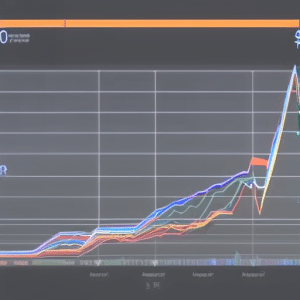 Aph displaying the comparative prices of Ethereum across different websites, with lines in different colors and a rotating animation