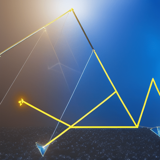 T yellow arrow pointing upwards, with a series of interconnected nodes in the background, representing the Ethereum network