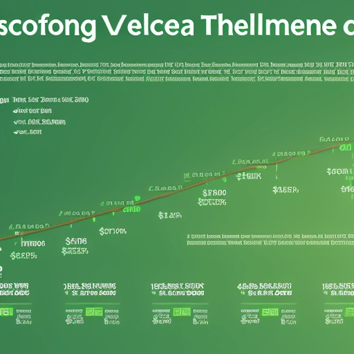 Ine of Ethereum prices in shades of green, tracking the date and showing growth and dips in the market