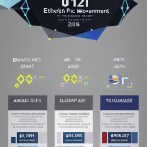 Graphic chart with a timeline of Ethereum price movement from year to year