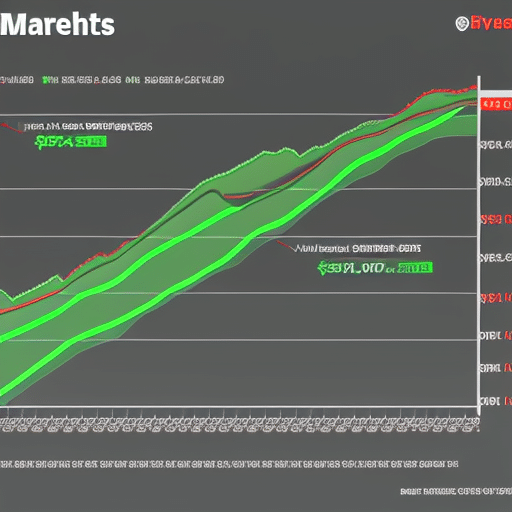 Ic line graph depicting the historical Ethereum price movements over time, with various shades of green and red to illustrate peaks and troughs