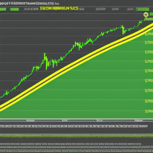 showing a steep incline of yellow and green lines to demonstrate a dramatic increase in Ethereum price