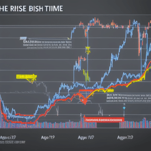 Ful graph showing the rise and fall of Ethereum prices over time, with arrows illustrating the different peaks and dips