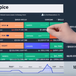 of the Ethereum price index with a hand hovering over a trading button