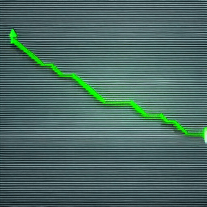 F a graph showing the rise and fall of Ethereum prices over time with a bright green arrow pointing up