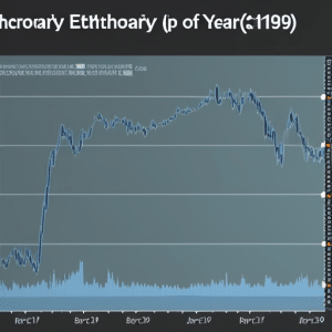 of cryptocurrency prices, depicting the rise and fall of Ethereum over the past year