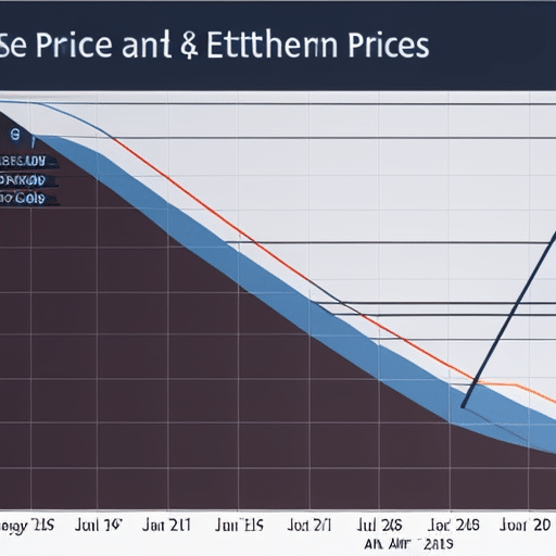 chart showing the rise and fall of Ethereum prices in Australia, with a bright upward trendline in the center