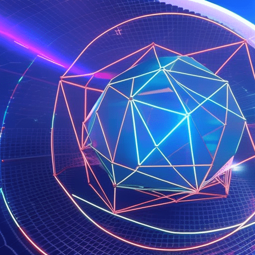 Istic, holographic globe with a network of interconnected lines representing the Ethereum blockchain, surrounded by several colorful graphs, charts, and data points