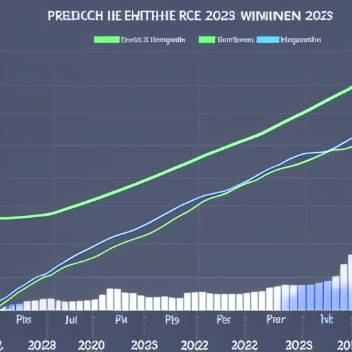 of the Ethereum price in the UK from 2018 to 2023 with a line extending to the 2023 prediction
