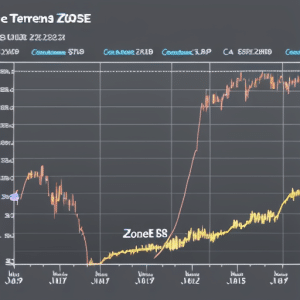 D-out view of a complex financial graph, showing the upward and downward trends of the Ethereum price over time