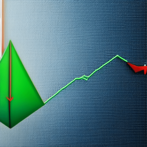 Graph of the Ethereum price trends for today, with a green arrow pointing up and a red arrow pointing down
