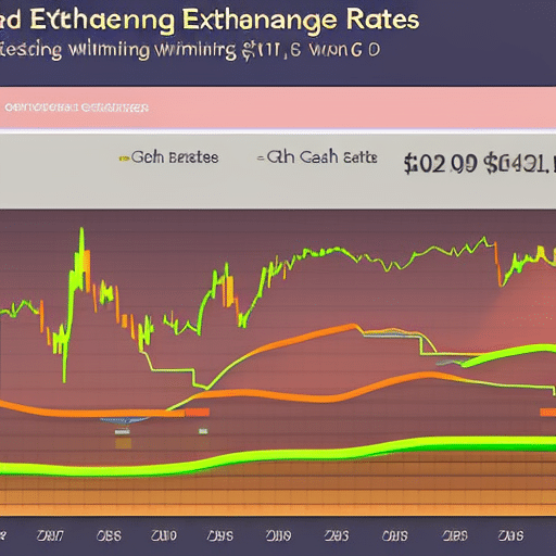 showing a comparison of Ethereum and cash exchange rates over time with colorful lines and shapes