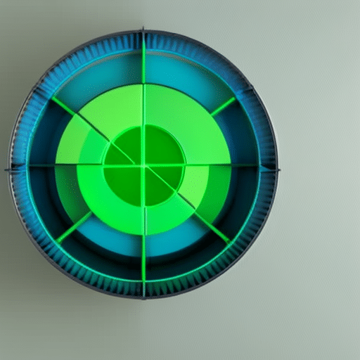 E a modern, abstract illustration of a 3D pie chart in blue and green, with the blue color representing Ethereum X and the green color representing its price