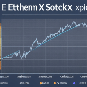 Ate a graph of Ethereum X's stock price, with a downward arrow pointing to a significantly lower price than the peak